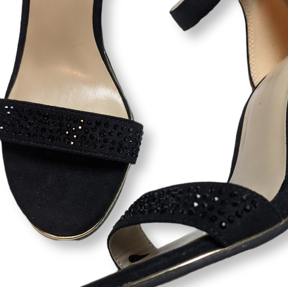 Marc Fisher Betye Black Rhinestone Sandal Pumps with Ankle Strap - Picture 6 of 8
